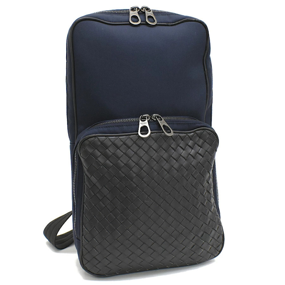 Bottega Veneta Sling Bag Intrecciato Leather Navy Blue Black